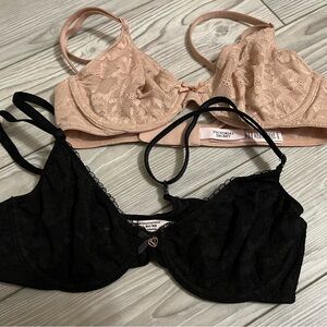 Victoria's Secret “Invisible Lift Body by Victoria” Black & Nude Demi Lace Bras